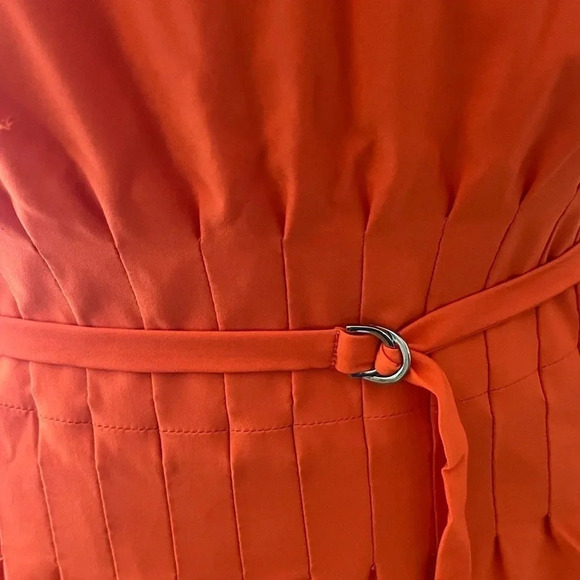 Diane Von Furstenberg Orange Red Pleated Knee Length Dress Women Size 4 - Picture 5 of 8